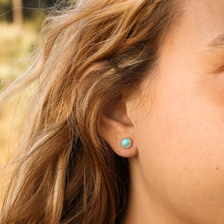 Sterling Silver & Kingman Turquoise Stud Earrings | The Salty Babe
