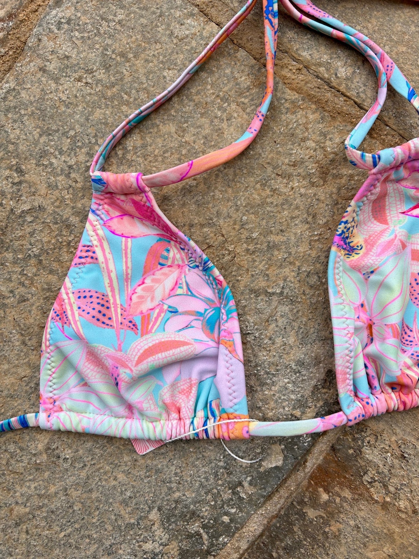 Summer Plants Split Halter Tri bikini top - The Salty BabeSwim Tops