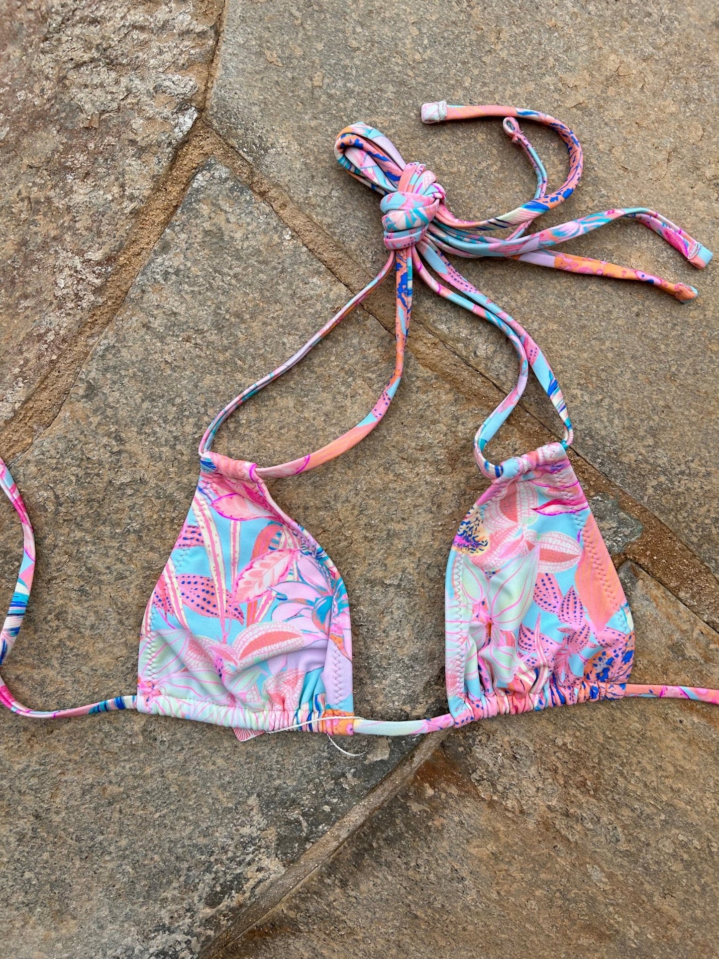 Summer Plants Split Halter Tri bikini top - The Salty BabeSwim Tops