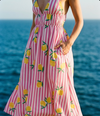 Sweet Citrus Stripe Midi Dress - The Salty BabeDresses