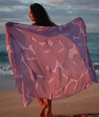 TAG ALOHA Anthurium Pareo - Purple - The Salty BabeCover Up