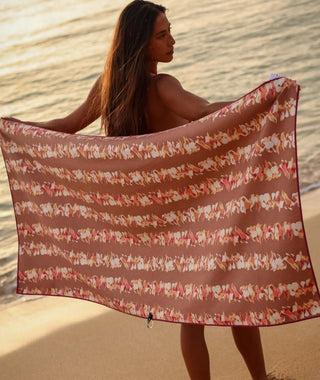 TAG ALOHA Beach Towel - Rainbow Pua Melia - The Salty BabeBeach Towel