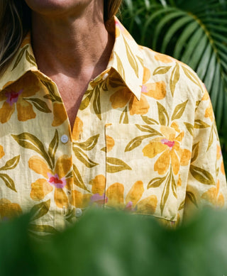 Tangy Tropic Gold Linen Maxi Shirt Dress - The Salty BabeDresses