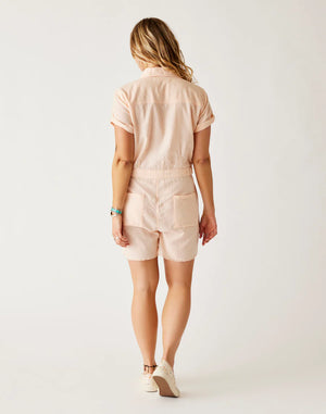 CARVE Nyla linen romper-Peach Chambray