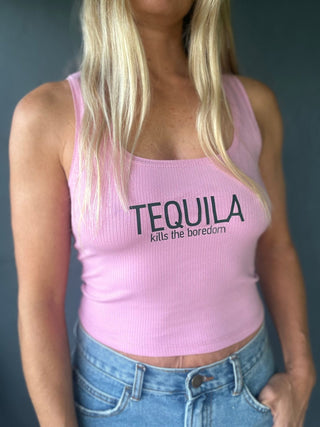 Tequila kills the boredom tank - The Salty BabeGraphic Tank Tops