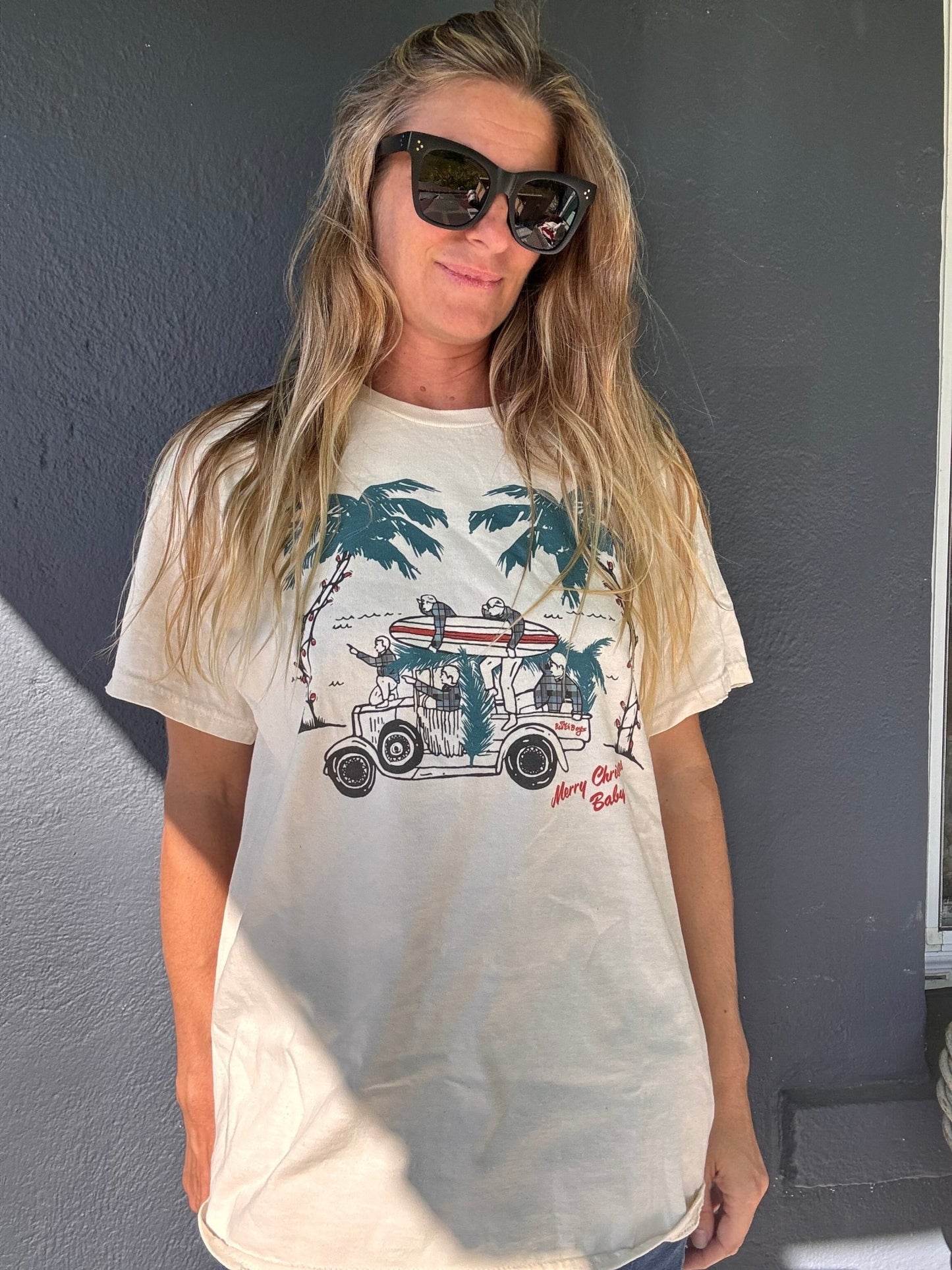 The Beach Boys Merry Christmas Baby Thrifted Tee - The Salty BabeGraphic Tee Shirts