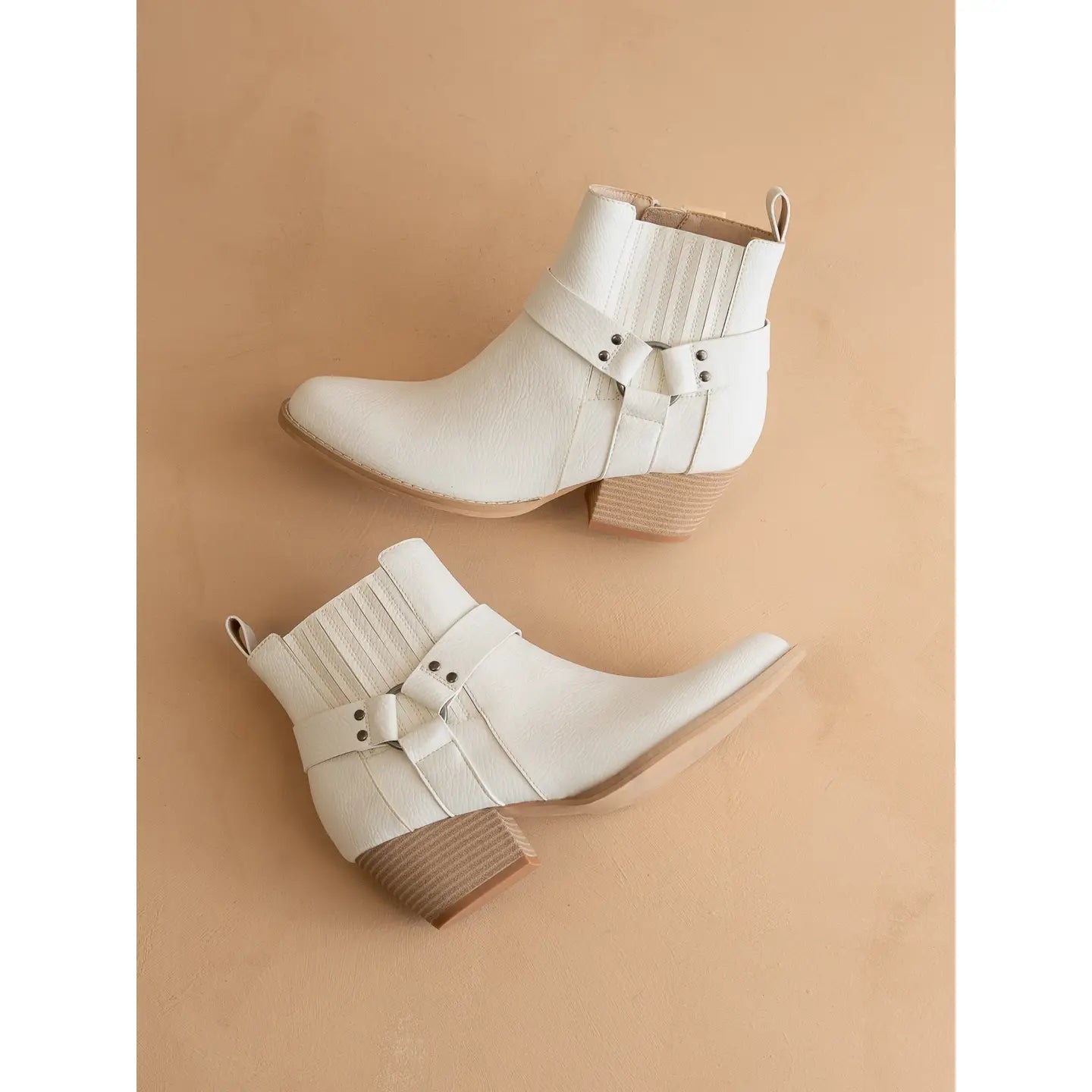 The Caleb | White Paneled Moto Bootie - The Salty BabeFootwear