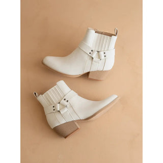 The Caleb | White Paneled Moto Bootie - The Salty BabeFootwear
