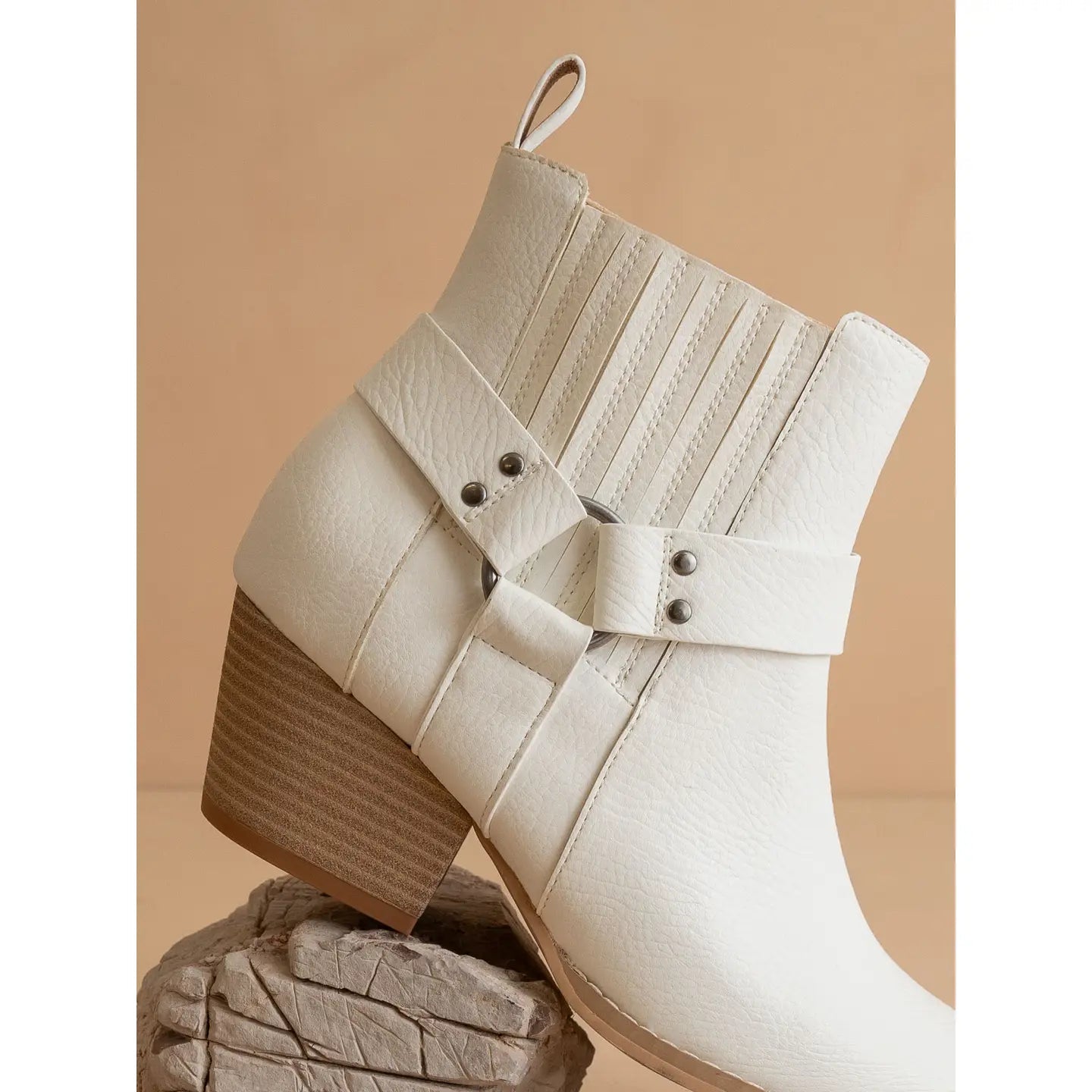 The Caleb | White Paneled Moto Bootie - The Salty BabeFootwear