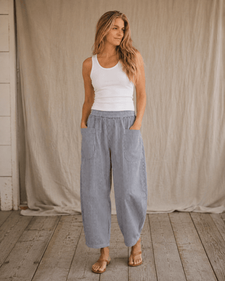 The Dockside Barrel Pant - Navy/White - The Salty BabePants