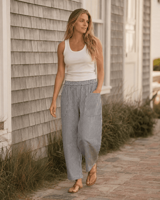 The Dockside Barrel Pant - Navy/White - The Salty BabePants