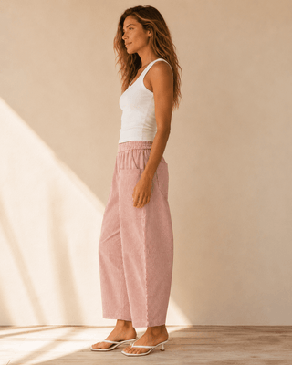The Dockside Barrel Pant - Red/White - The Salty BabePants