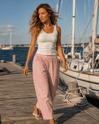 The Dockside Barrel Pant - Red/White - The Salty BabePants
