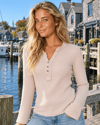 The Everyday Waffle Henley - Light Taupe | The Salty Babe