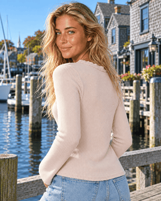 The Everyday Waffle Henley - Light Taupe | The Salty Babe
