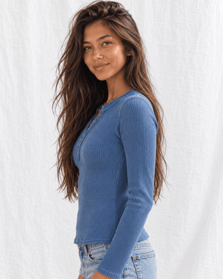 The Everyday Waffle Henley - Navy | The Salty Babe