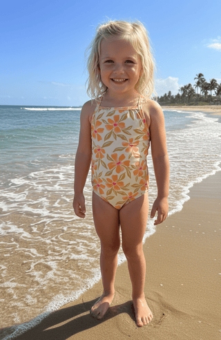 The Kiki Kids Cross - Back One Piece - Tangy Tropic Gold - The Salty BabeKids