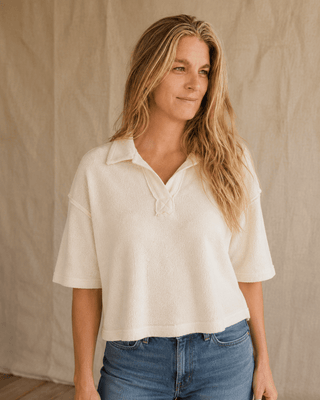 The Marina Short Sleeve Top-Cream - The Salty BabeTop