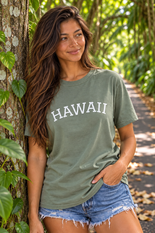 The Original Hawaii Boyfriend Tee- Monstera Green - The Salty BabeGraphic Tee Shirts