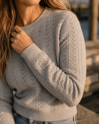 The Rose Island Crochet Sweater Top - Grey - The Salty BabeSweaters