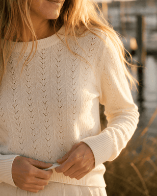 The Rose Island Crochet Sweater Top - Ivory - The Salty BabeSweaters