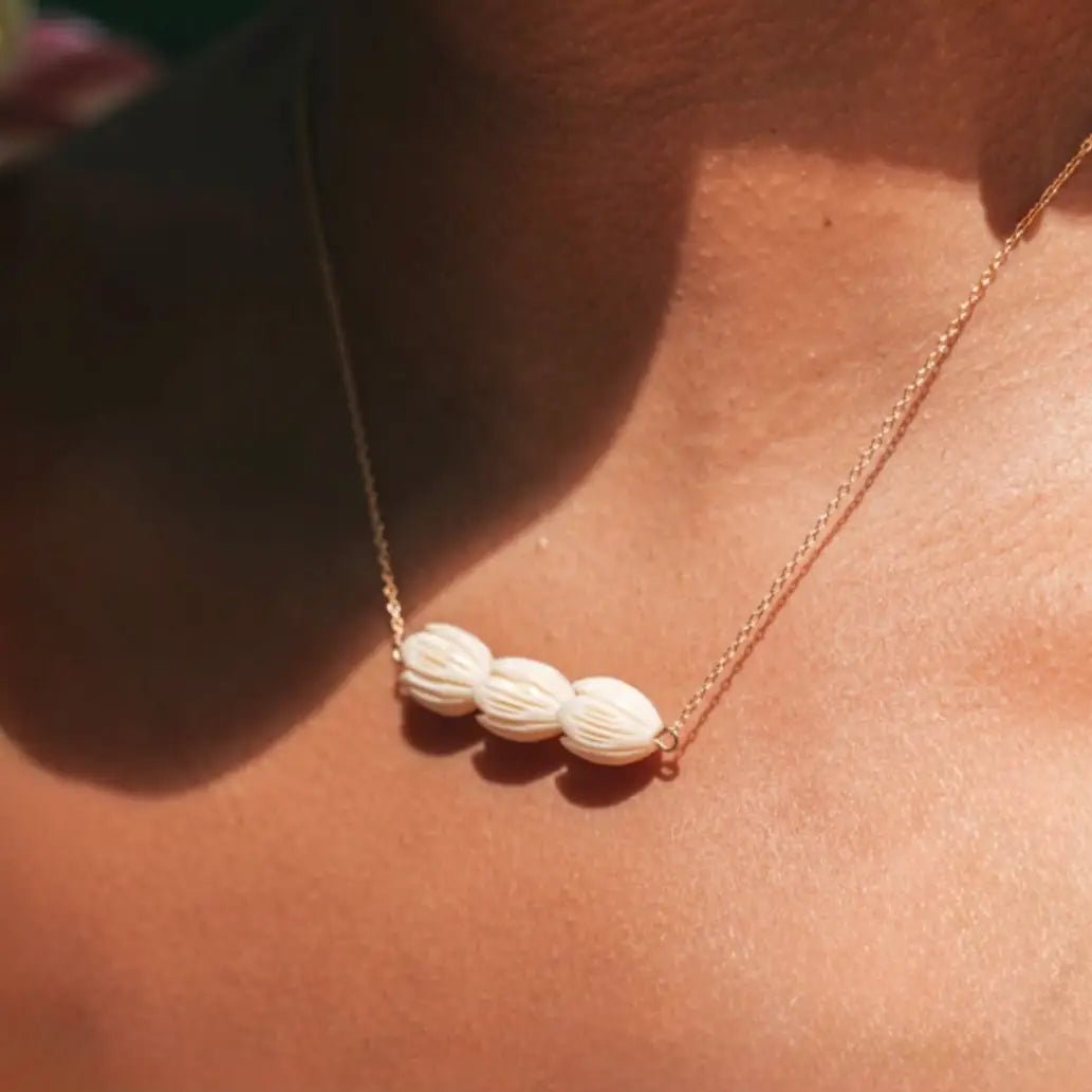 Triple Ivory Pikake Gold Necklace - The Salty BabeJewelry