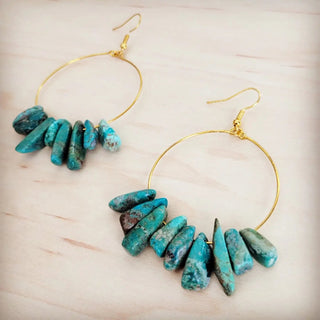 Turquoise Stacked Stone Beaded Hoop Earrings - The Salty BabeJewelry