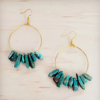 Turquoise Stacked Stone Beaded Hoop Earrings - The Salty BabeJewelry
