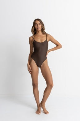 RHTYHM Classic Minimal one piece swimsuit- Chocolate