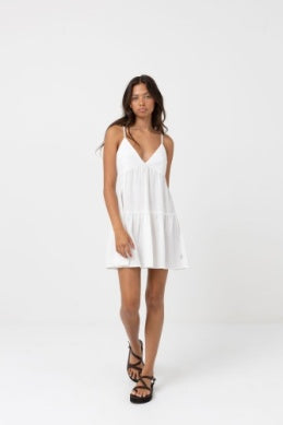 RHYTHM Classic Tiered mini dress-white