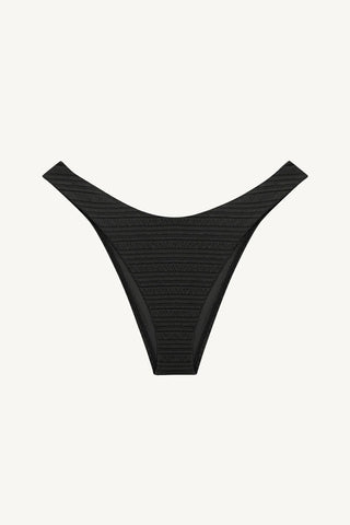 VITAMIN A California High Leg Bottom - Black Seersucker Stripe - The Salty BabeSwim Bottoms
