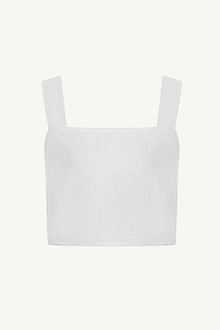 VITAMIN A Tallows Linen Crop Top - White - The Salty Babecrop top