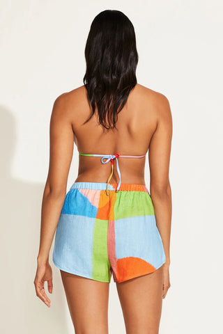 VITAMIN A Tallows Linen Short - Abstract Colorblock EcoLinen - The Salty BabeShorts