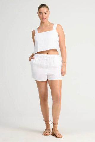 VITAMIN A Tallows Linen Short - White - The Salty BabeShorts