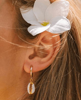 VOYAGE Enamel Puka Shell Hoop Earrings - The Salty BabeJewelry