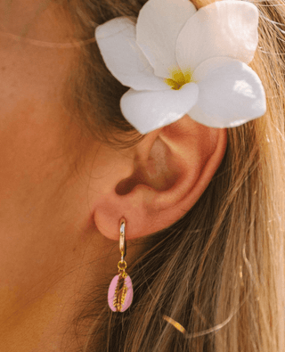VOYAGE Enamel Puka Shell Hoop Earrings - The Salty BabeJewelry