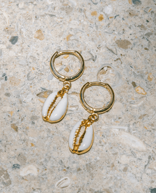 VOYAGE Enamel Puka Shell Hoop Earrings - The Salty BabeJewelry