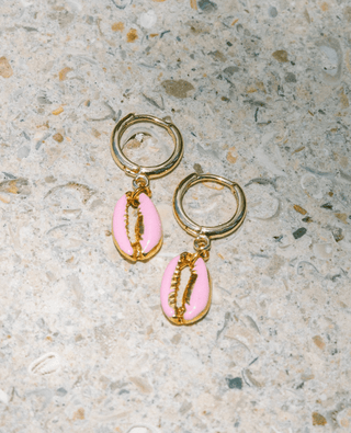 VOYAGE Enamel Puka Shell Hoop Earrings - The Salty BabeJewelry