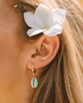 VOYAGE Enamel Puka Shell Hoop Earrings - The Salty BabeJewelry