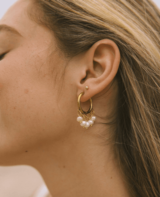VOYAGE Pearl Drop Hoop Earrings - The Salty BabeJewelry