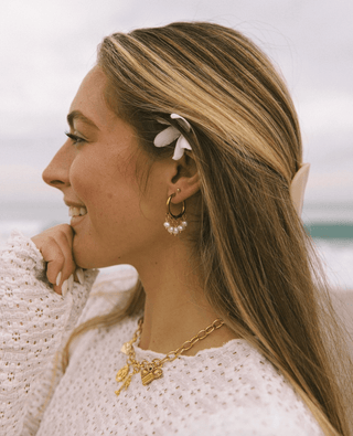 VOYAGE Pearl Drop Hoop Earrings - The Salty BabeJewelry