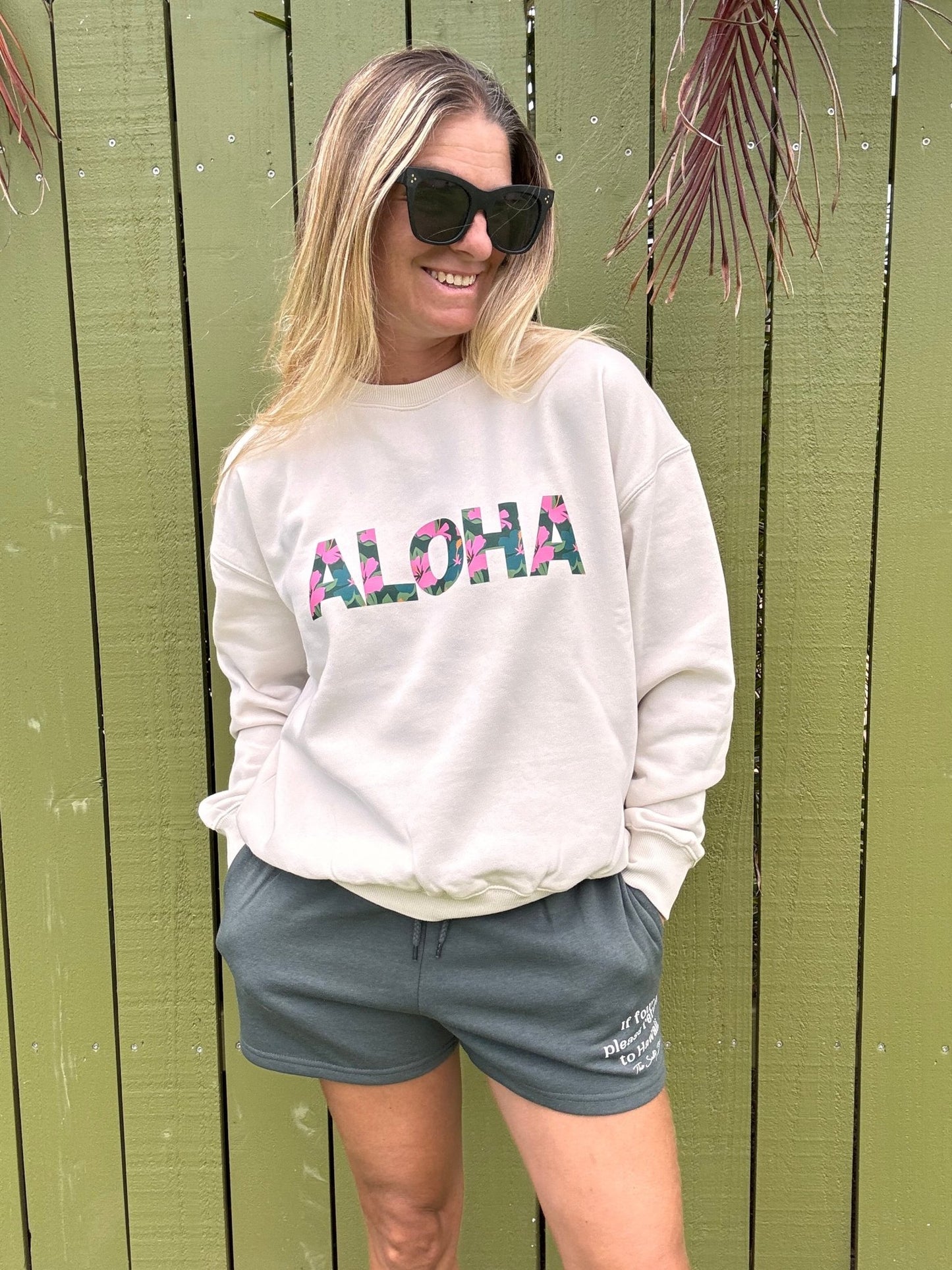 Water Hibiscus ALOHA sweatshirt - The Salty BabeFleece Tops