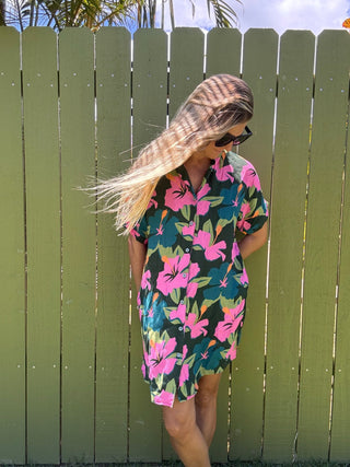 Water Hibiscus Shirt Dress - The Salty BabeDresses