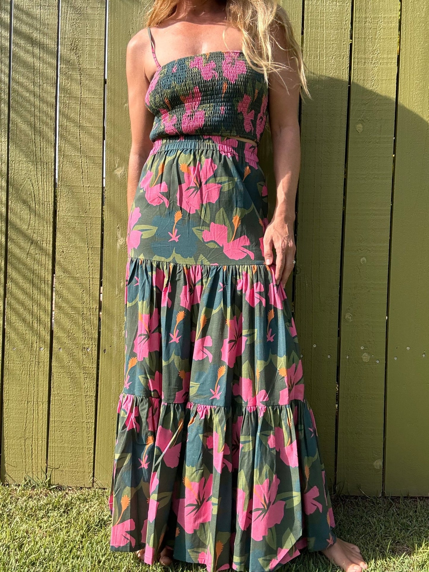 Water Hibiscus Tiered Maxi Skirt - The Salty BabeSkirts