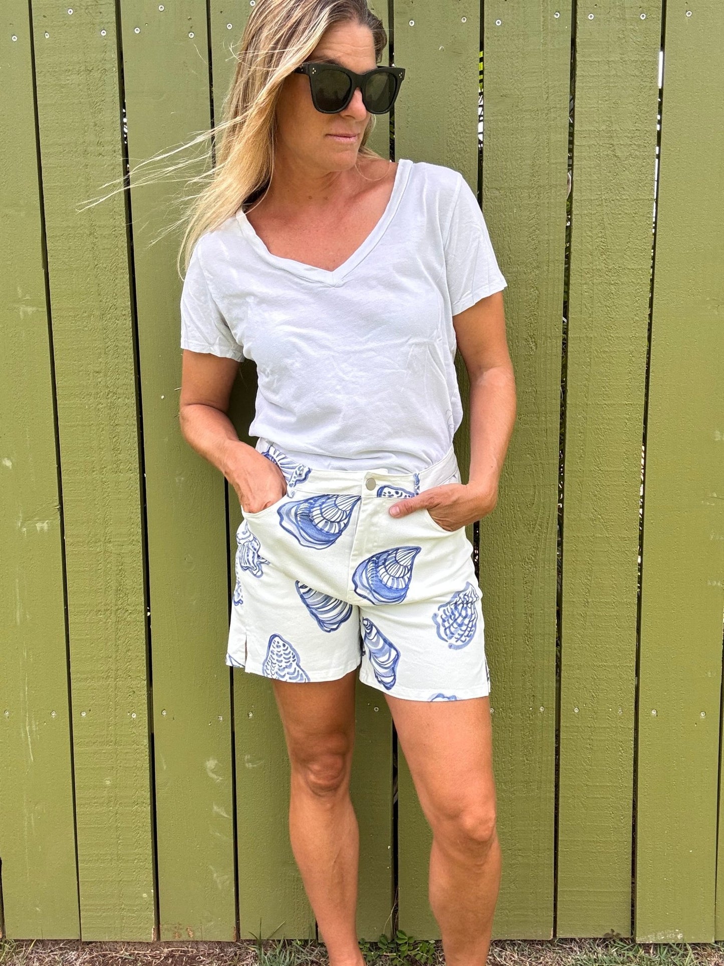 Watercolored Sea Shells Shorts - The Salty BabeShorts