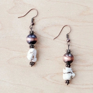 Western White Turquoise w/ Copper Bead Drop Earring - The Salty BabeJewelry