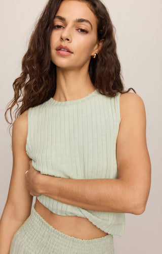 ZSUPPLY Sloane Rib Tank in Aqua Cloud