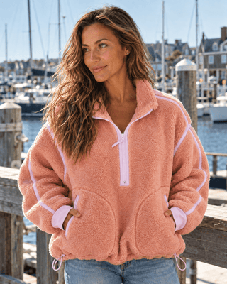 Zip & Chill Fleece Jacket - Coral/Lavender - The Salty BabeJackets