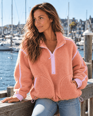 Zip & Chill Fleece Jacket - Coral/Lavender - The Salty BabeJackets