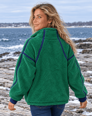 Zip & Chill Fleece Jacket - Hunter Green/Navy | The Salty Babe